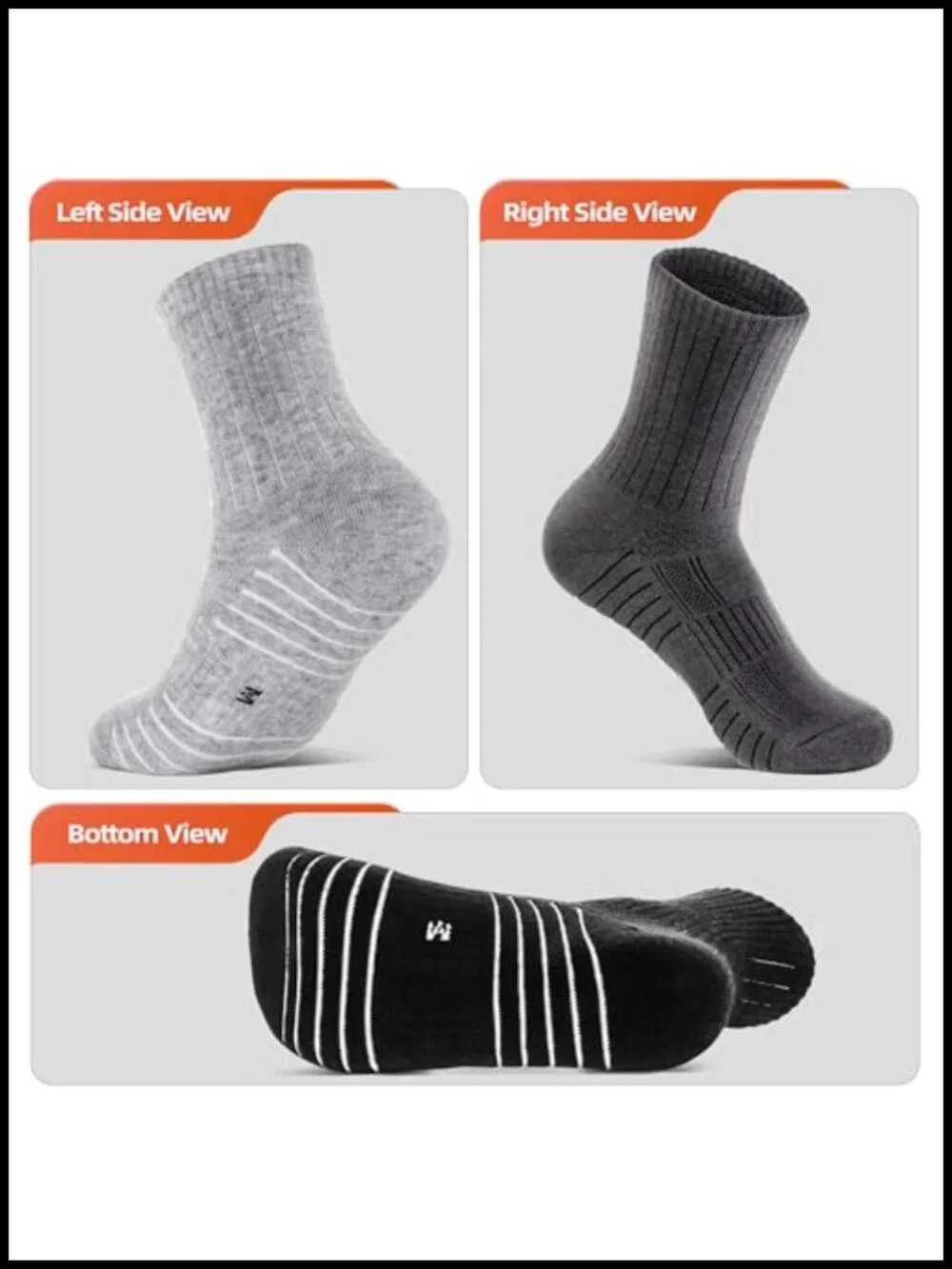 Merino Wool Hiking Socks 3-Pack Moisture Wicking Crew Athletic Socks